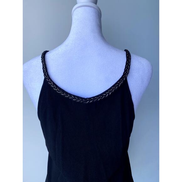 Black Sequin Beaded V-Neck Perni Vintage Halter Neck Top Boho Y2k - Picture 4 of 6